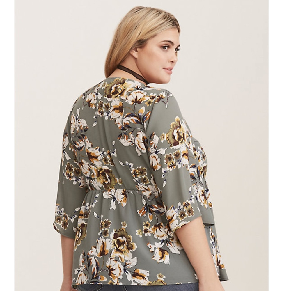 Torrid Button Front Georgette Babydoll Top - Picture 3 of 7